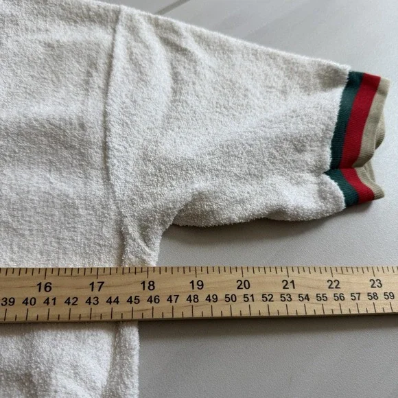 Vntg 70s Terry Cloth V-Neck Shirt Retro Athletic Stripe Tee M 38-40 USA Cotton - Picture 6 of 8